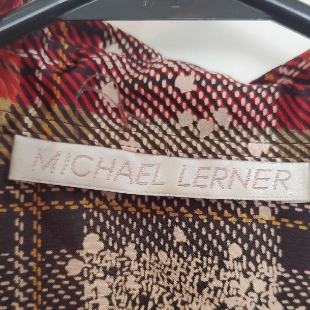 Michel Lerner Vintage Plaid Blouse Women's Red and Black Size 8 - Picture 2 of 8